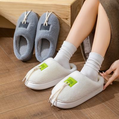 Украшение шнурками пара домашние тапочки для помещения женские осенне-зимние теплые хлопковые тапочки мужские