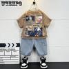 Летняя одежда для мальчиков Комплект с коротким рукавом Летняя одежда для малышей Детский крутой и красивый комплект из двух предметов Модный