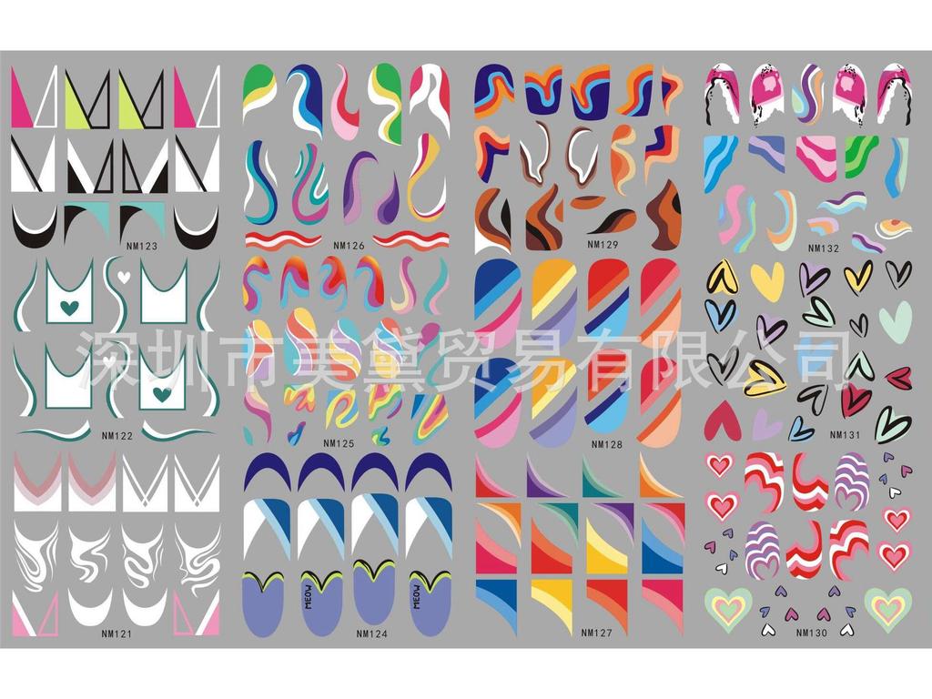 Абстрактные наклейки для ногтей с улыбающимся лицом, вымачиваемые в воде - Большие листы