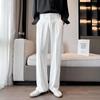 Men's White Wide-Leg Loose-Fit Autumn Suit Trousers