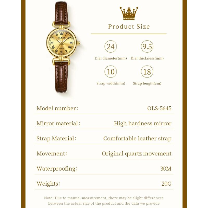 OLEVS New Womens Watches Leather Strap Quartz Watch Waterproof Luminous Watches For Women Simple Fashion