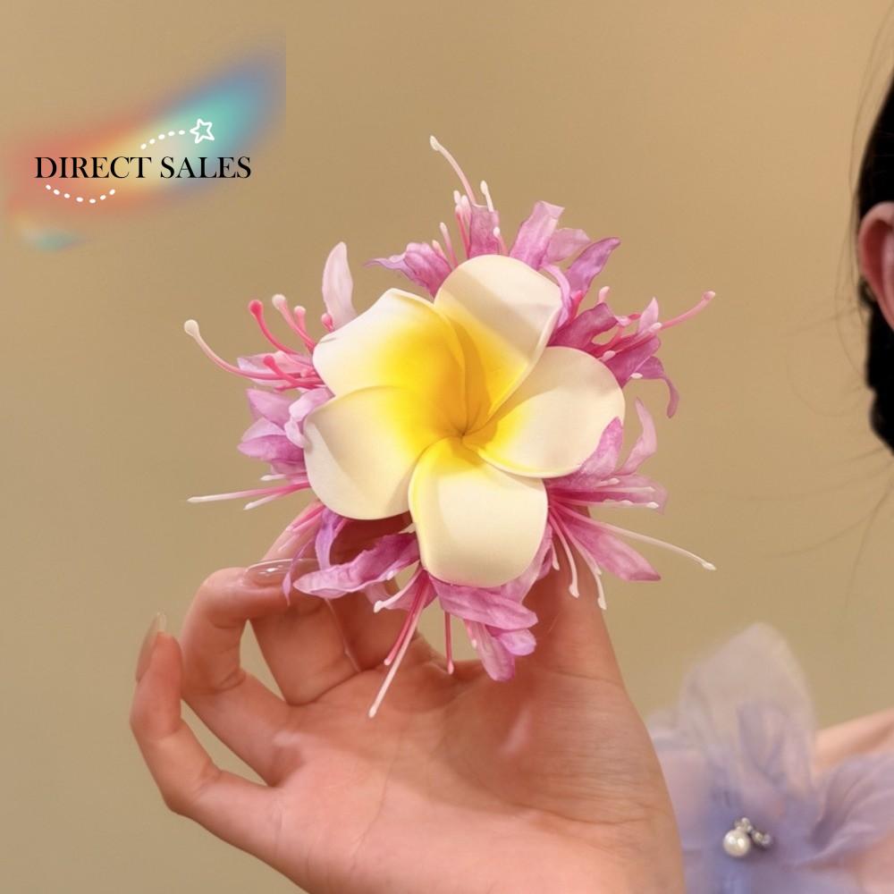 Sweet Water-Sprinkling Festival Hair Clip Fresh Vintage Egg Flower Duckbill Clip Fabric Artificial Pearl Floral Headwear