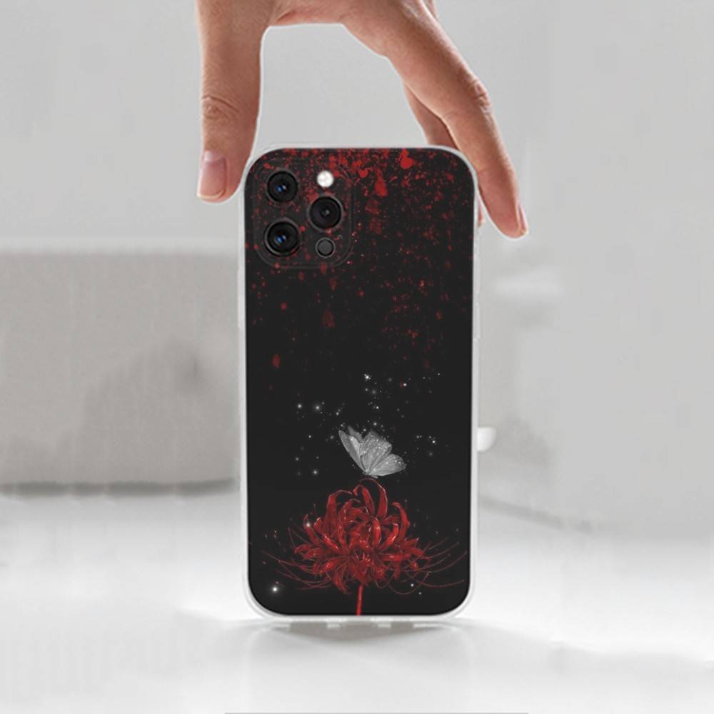 Чехол Красный Паучий Лилия Цветок Для iPhone Max,13,XR,SE,12,15,Pro,17,Plus,11,14,16,X,XS,Mini Прозрачный Мягкий Чехол