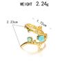 Кольцо из нержавеющей стали, вакуумное покрытие 18K золотом, бирюзовый колос пшеницы, открывающееся, одиночный браслет.