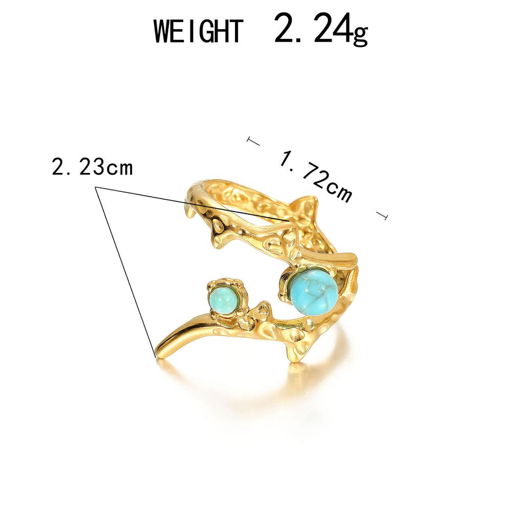 Кольцо из нержавеющей стали, вакуумное покрытие 18K золотом, бирюзовый колос пшеницы, открывающееся, одиночный браслет.