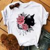 Maycaur Kawaii Cats Print Летняя милая женская футболка Смешная мультяшная футболка Женская футболка Ullzang 90-х годов Модная корейская футболка в стиле топ