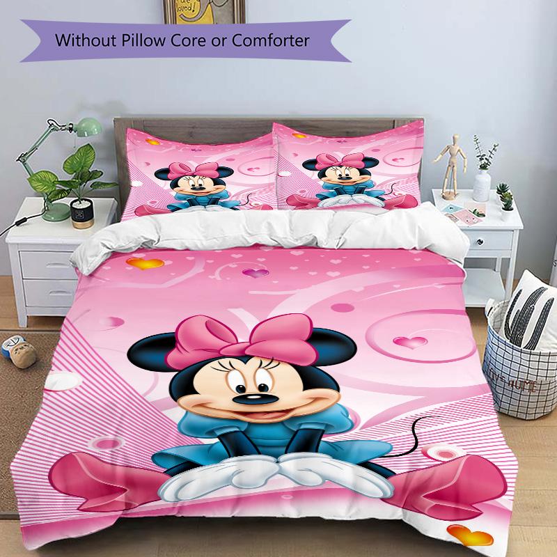 Minnie Mouse Valentine'S Day Print 3Pcs Bedding Setduvet Cover With 2 Bedropillowcase Home Birthday Gift