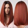 EASIHAIR Medium Length Red Ombre Synthetic Natural Wigs Middle Part for Women Daily Cosplay Use Heat Resistant Fiber Hair Wigs