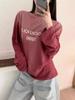 Унисекс Топ с длинным рукавом и принтом букв, с круглым вырезом, свободный, ранний осенний 2025
