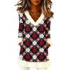 Women's Christmas Fashion Plush V-Neck Pullover Printed Long-Sleeved Top
