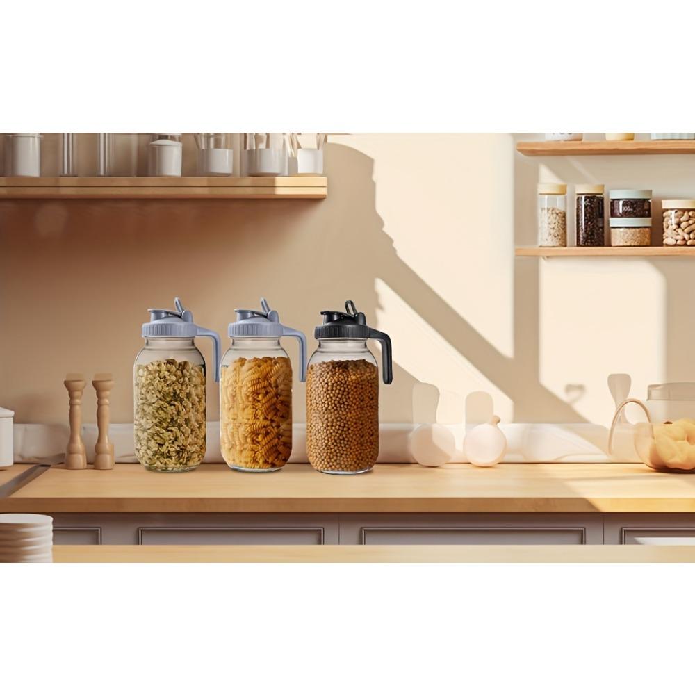 Glass Pitchers with Lid, Set of 2, 64OZ Leak-Proof Airtight Mason Jars, Wide Mouth Water Jugs for Cold Brew Coffee, Iced Tea, Milk, Food Storage