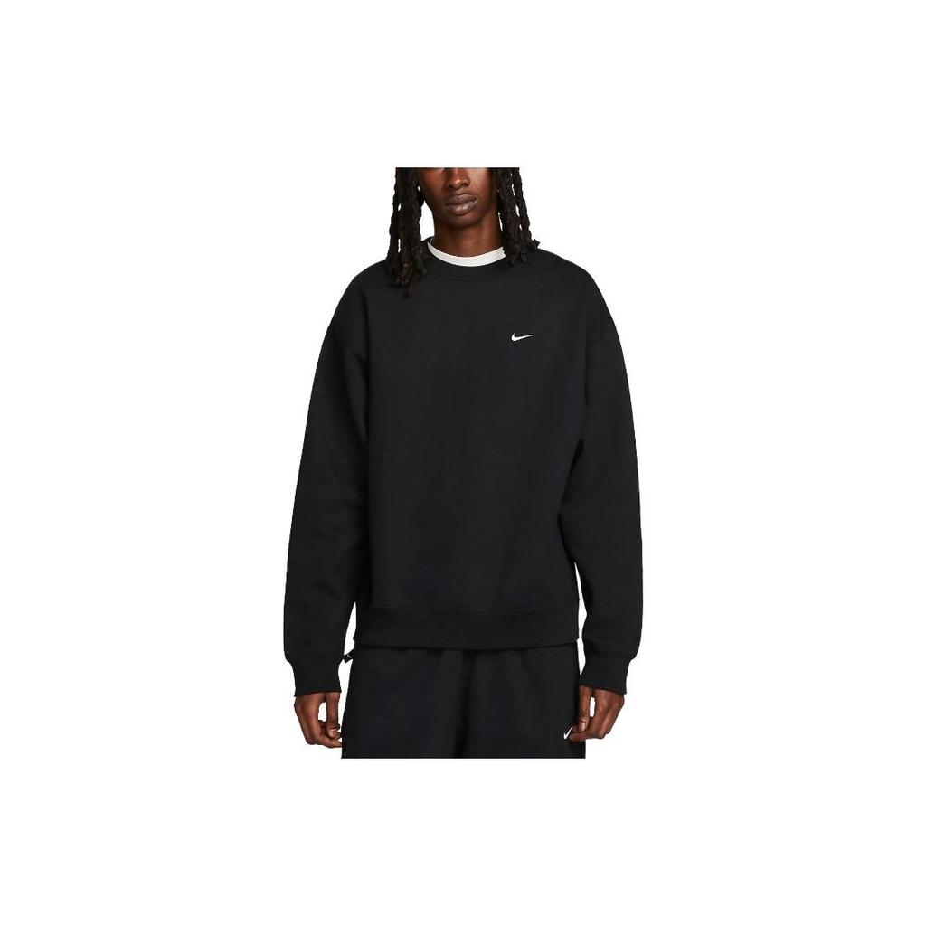 Nike Мужские топы Solo Swoosh из флиса с круглым вырезом черного цвета DX1361-010