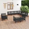 Day and Night - Day and Night Garden Furniture Set 11 Pieces Solid Black Pine Wood