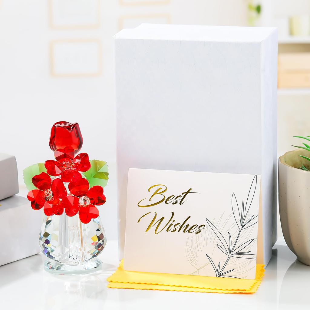 Popular K9 Crystal Red Rose Figurine, a perfect gift for women, birthdays, retirement, White Day, anniversaries, Mother's Day, or any occasion.