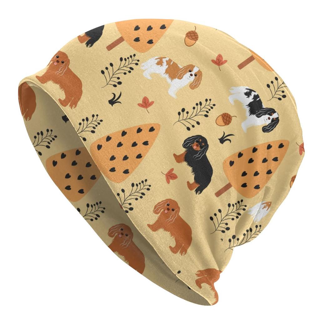 Cavalier King Charles Spaniel Bonnet Femme Hip Hop Knit Skullies Beanies Cap Women Unisex Winter Cartoon Dog Slouchy Beanie Hat