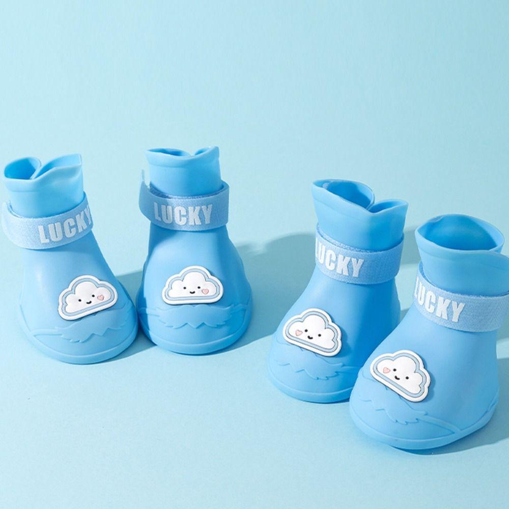 4 шт. Водонепроницаемые дождевые ботинки для питомцев, Нескользящие силиконовые ботинки, Чехлы для лап кошек, Уличная обувь, Носки, Ботильоны для собак, Аксессуары для питомцев