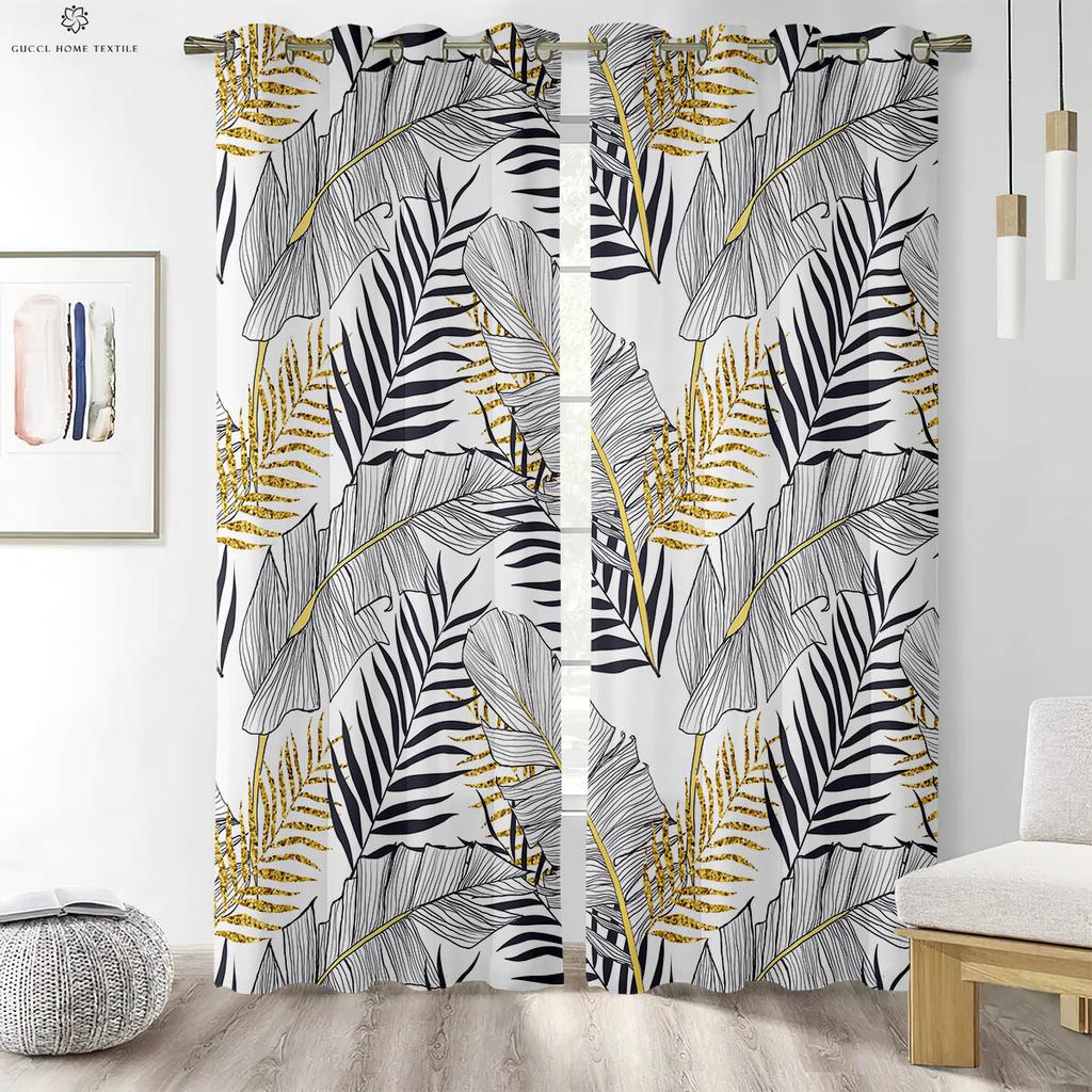 Тропическая растительность Зеленые растения Соответствие цветов Шторы с принтом в скандинавском стиле Спальня Гостиная Кабинет Декоративные шторы