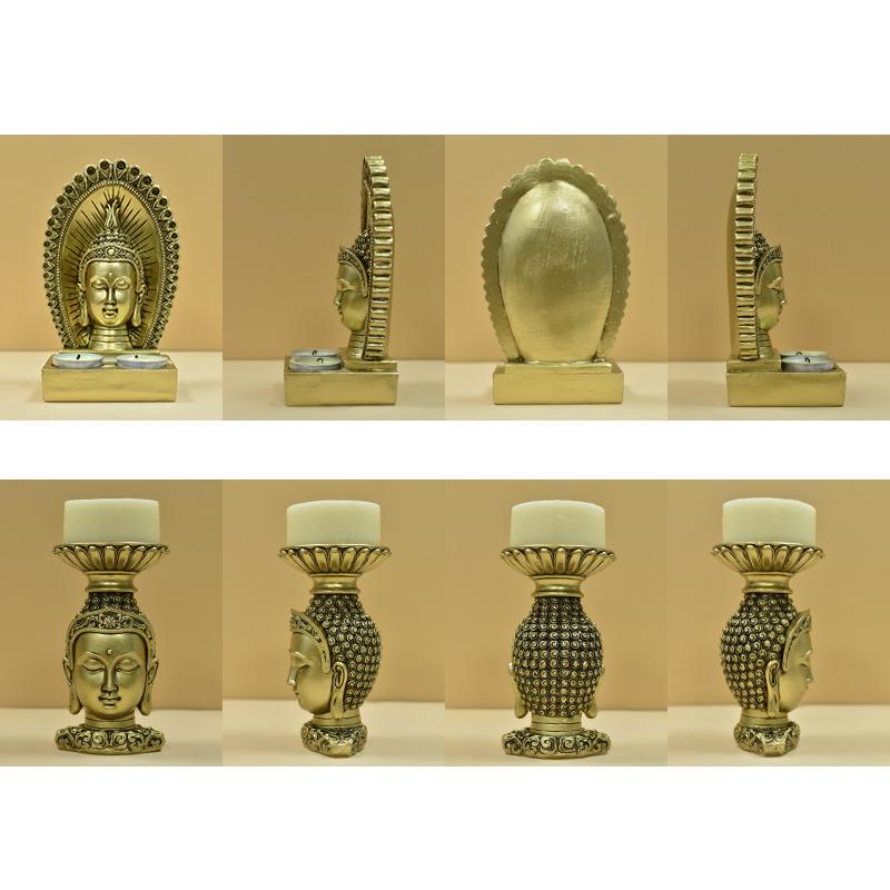 Подсвечник в виде головы Будды в стиле антиквариата в Юго-Восточной Азии, подсвечник из смолы ручной работы, домашний декор для богослужений, настольные аксессуары