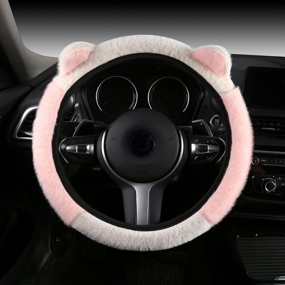 Non-slip Cat Ears  Steering Wheel Cover Warm Steering-Wheel Case Plush Steering Cover  Women