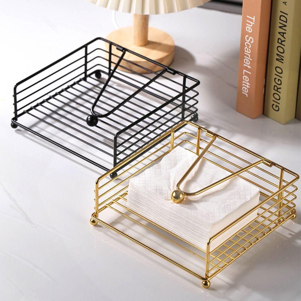 Square Design Napkin Holder Vertical Tissue Organizer Flat Napkin Dispenser Desktop Placement