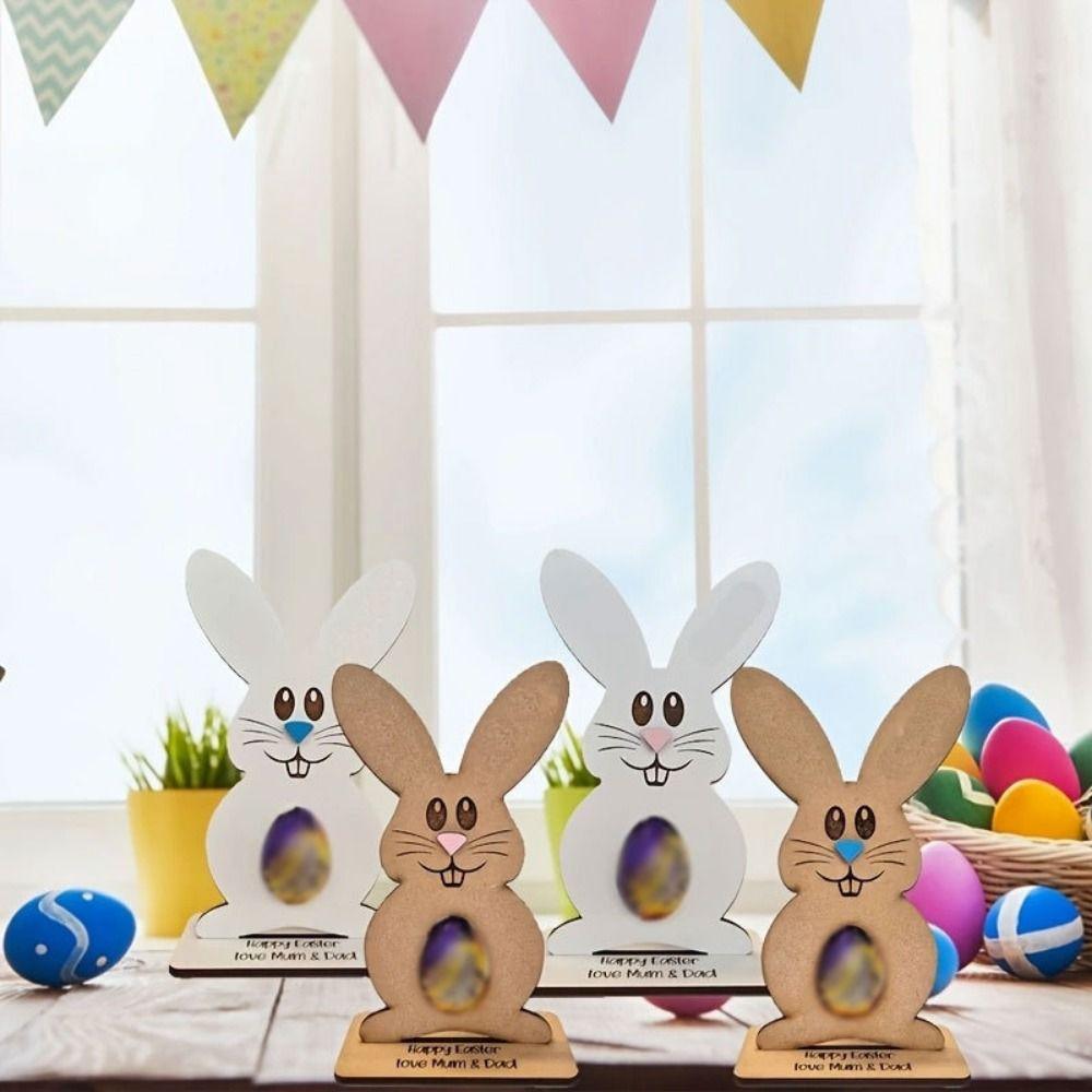 Creative Wooden Egg Stand Simulated Bunny Egg Rack Gift Chocolate Egg Rack Decoration Supplies