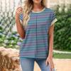 Женская свободная футболка с круглым вырезом и короткими рукавами, весна/лето для отдыха в полоску с принтом