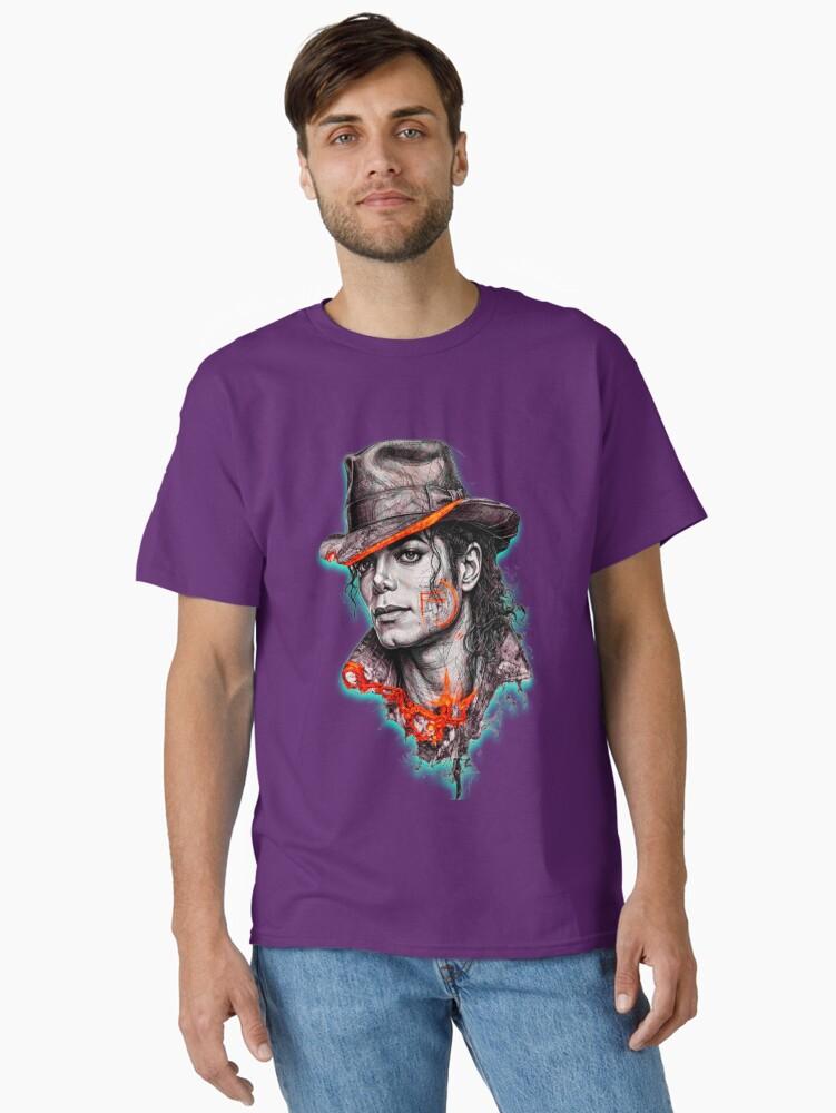 Michael Jackson Cyberpunk Michael Jackson Fedora Neon Portrait Classic T-Shirt