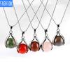 Palm Natural Stone Beads Crystal Pendant Necklace
