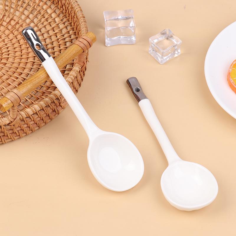 Фарфоровая белая керамическая ложка высокого качества, бытовая ложка для супа, длинная ручка, ложка для еды, половник, кухонная посуда