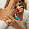 Ins Creative Classic Candy Color Resin Ring Exaggerated Geometric Fashion Rings for Women Daily Accessories Matching Hand Jewelry