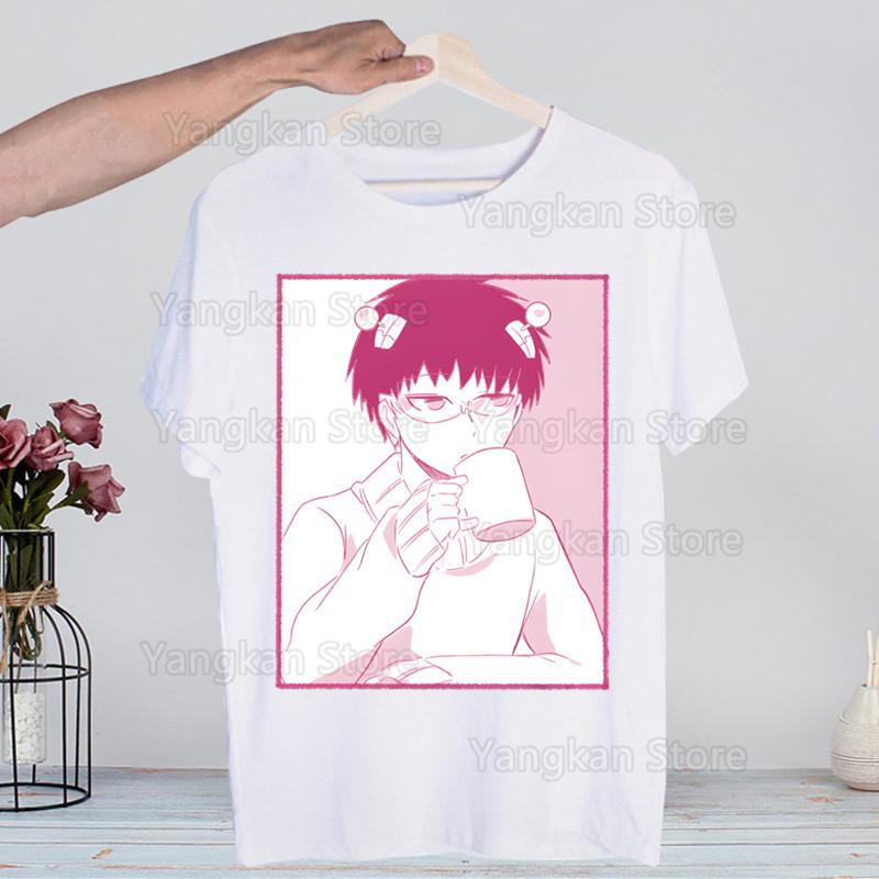 Аниме Saiki Kusuo No Sai-nan Saiki Новинка Забавная Винтажная Футболка с Круглым Вырезом для Мужчин Юмор Топ Футболка Юмор Уличная Одежда