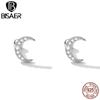 Bisaer 925 Sterling Silver Lightning Stud Earrings for Women Fashion Earrrings Jewerly Wedding Gift Sparkling Ear Studs