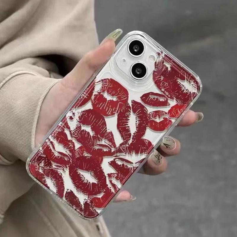 Чехол Красные Губы: Совместимо с моделями iPhone 13-16, 12/11/XSM, Космический Дизайн Точности