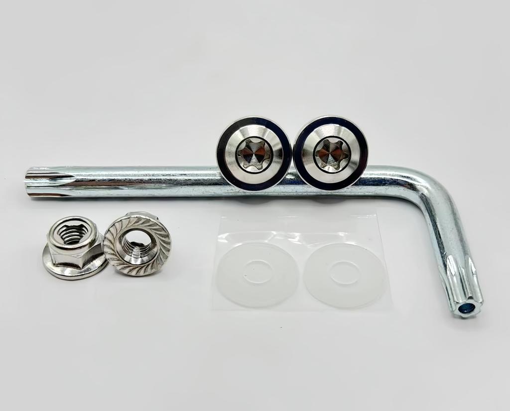 Kuroobaa Motorcycle License Plate Bolts Titanium Anti-theft Screws with Hex Lock Nuts M6 Set of 2 (Silver)