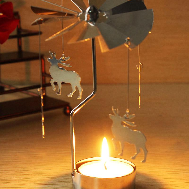 Charm Christmas Home Decor Spinning Rotary Metal Holder Decoration Stand Light Xmas Gift