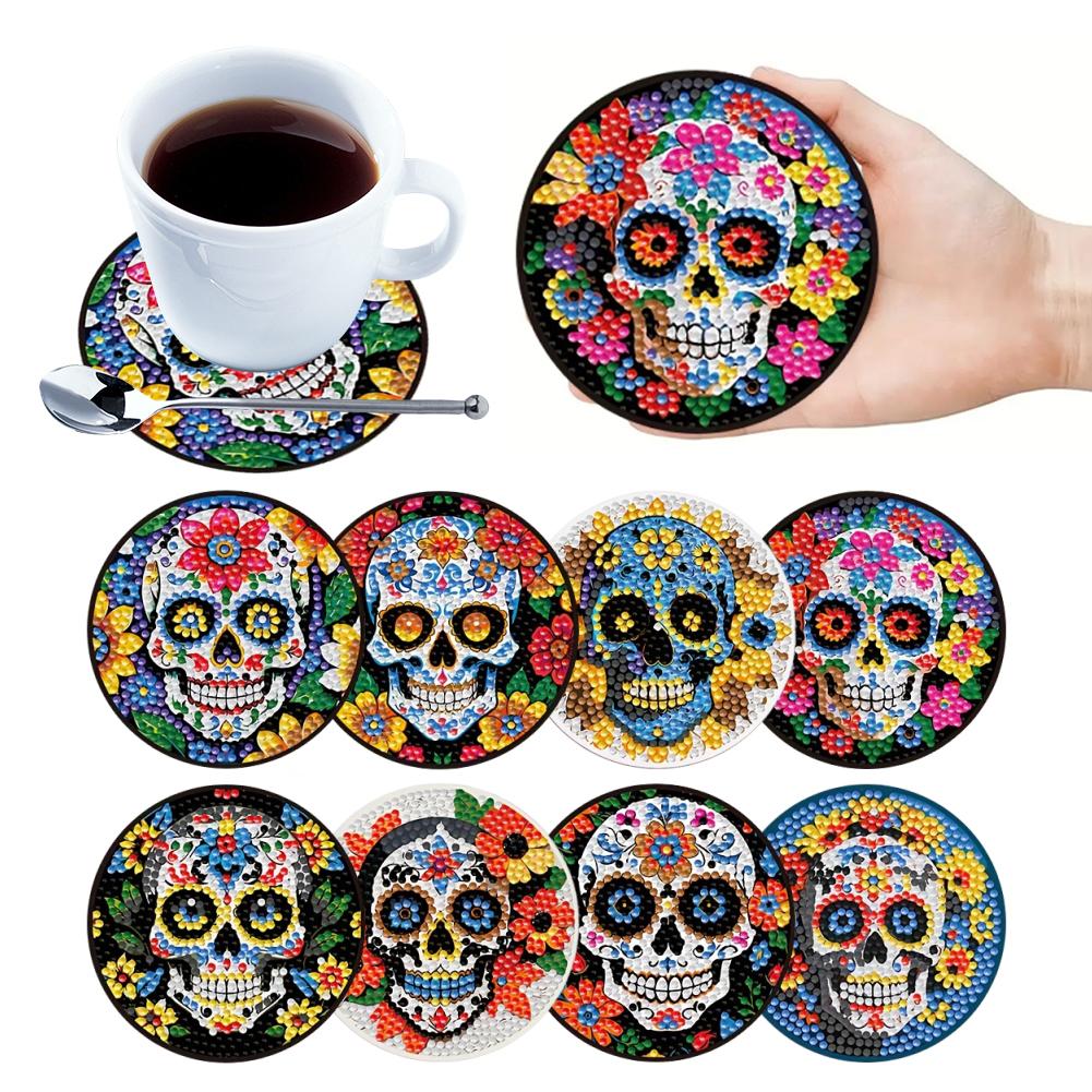 8 Pcs DIY Diamond Painting Coasters Kits DIY Coaster Diamond Art Kits for Beginners Adults Art Craft Supplies