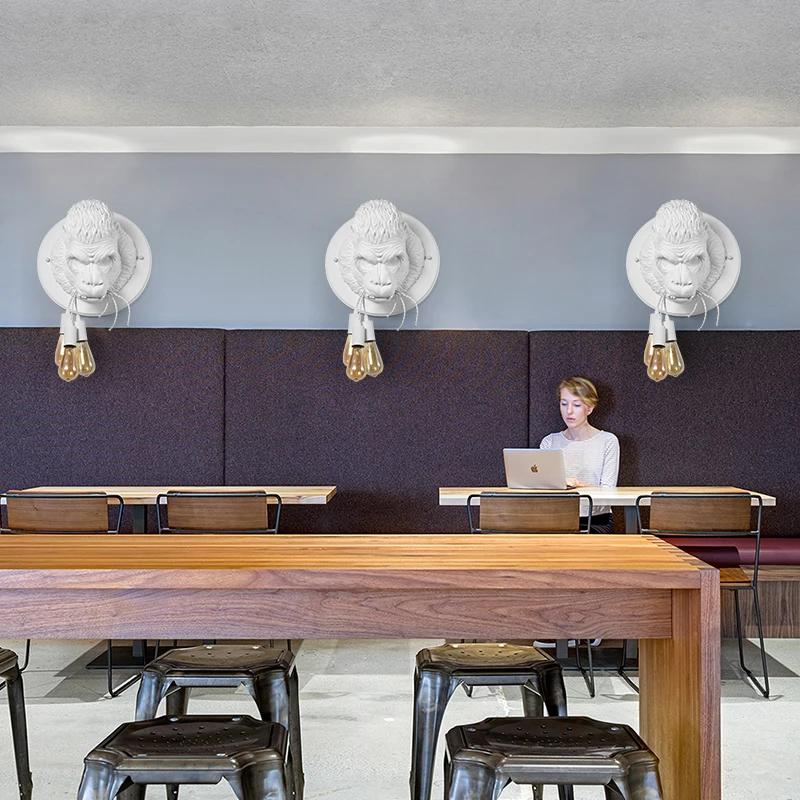 Modern Resin Led Wall Sconce Gorilla Lamp Retrohome Loft Bedroom Bathroom Bedside Home Decor Fixtures Luminaire Indoor Lighting