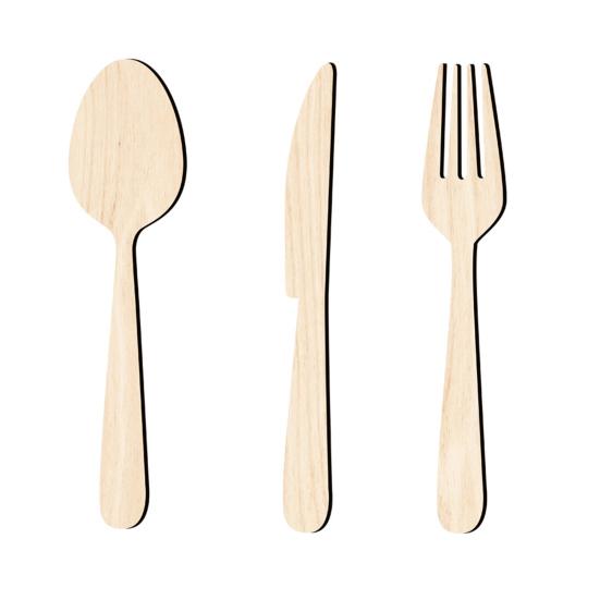 3Pcs/Set Wooden Cutlery Wall Decoration Home Kitchen Background Wall Art 3D Cutter