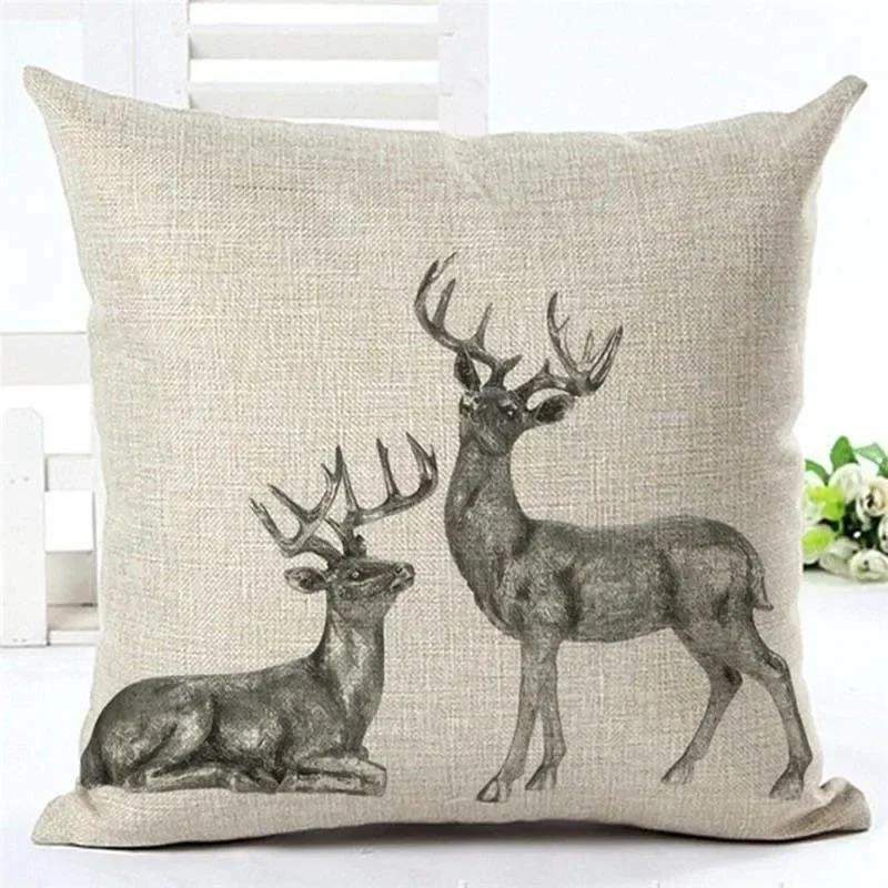 Прямая доставка, новый 24 стиля, льняная наволочка с геометрическим оленем, наволочка в скандинавском стиле, домашняя декоративная наволочка