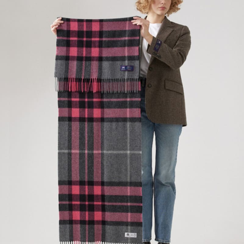 ABRAHAM MOON Merino Wool Shawl Muffler 50cm - Westminster Gray Pink