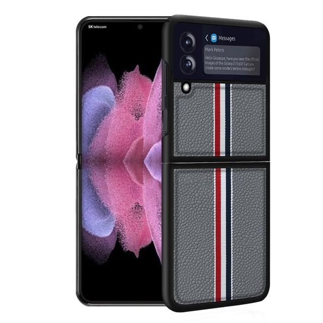 Классический складной деловой чехол в полоску для Samsung Galaxy Z Flip 4, чехол Zflip4, роскошный противоударный кожаный чехол для Samsung Z Flip 3