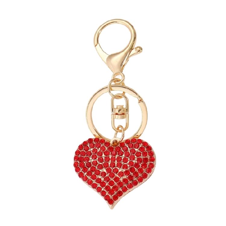 Stylish Heart Keychain Rhinestones Highlighted Charm Corrosion Resistant Key Chain for Keys or Bag Decoration