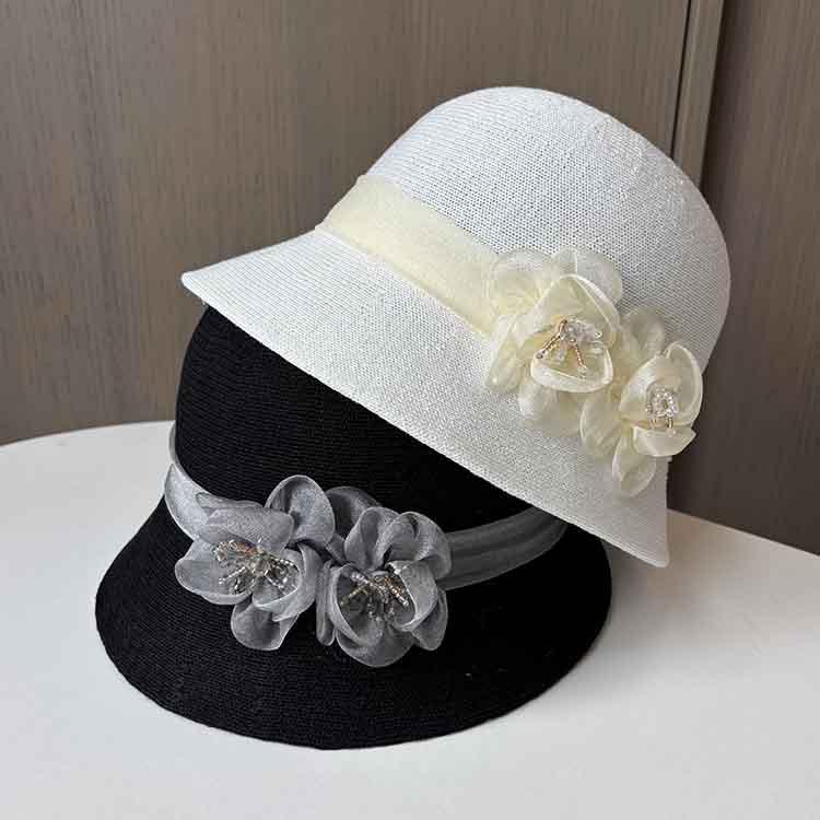 French retro small edge basin hat spring and summer breathable fashion versatile mother sun hat women travel sun hat
