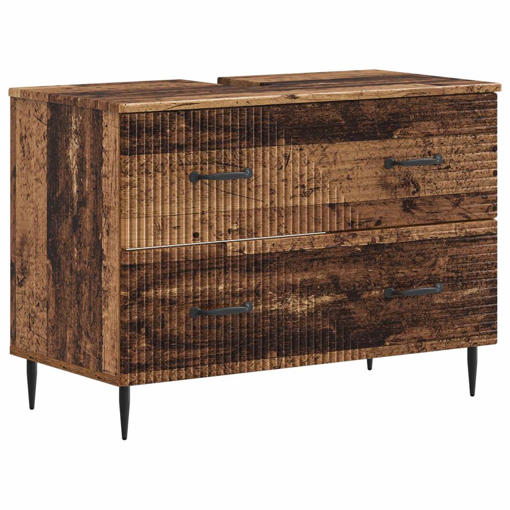 2 Piece Bathroom Cabinet Set HAARLEM Reclaimed Wood Particleboard
