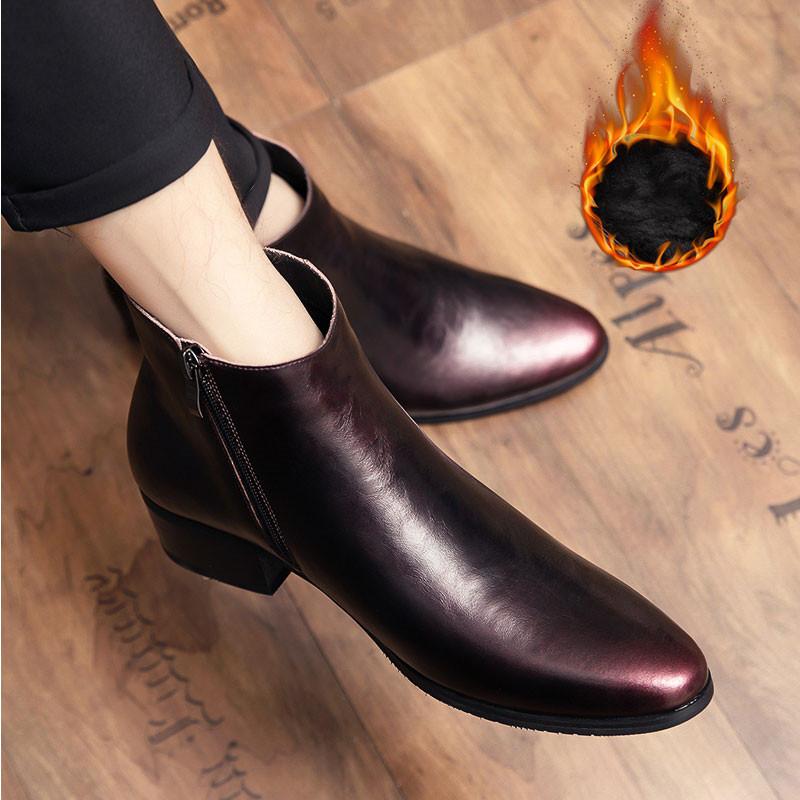 Зимние ботинки «челси», мужская обувь из натуральной кожи, мужские ботильоны, модная брендовая деловая мужская обувь, теплые ботинки «челси»