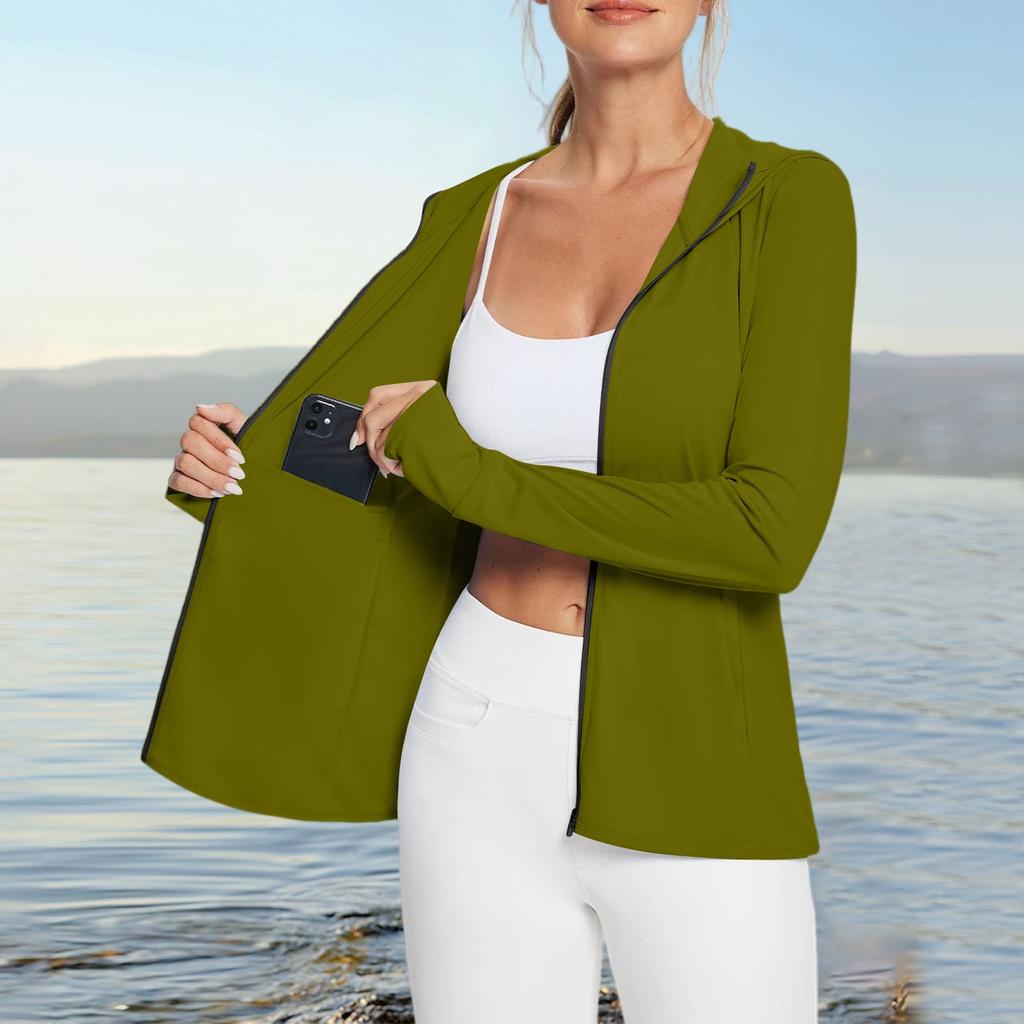 Женская рубашка от солнца Ice Silk Hoodie с длинным рукавом Outdoor Hiking Summer Coat