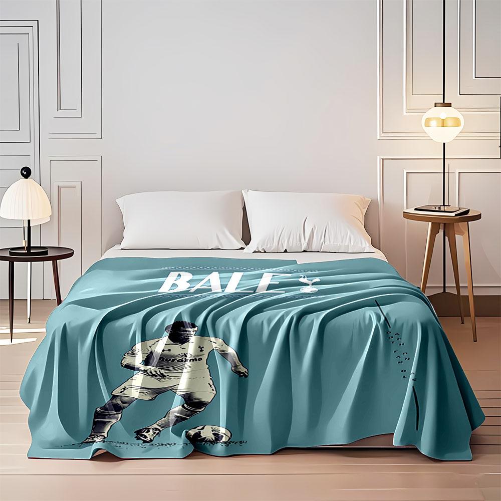 Soccer Player on Blue Blanket for all seasons blanket lunch break throw gift