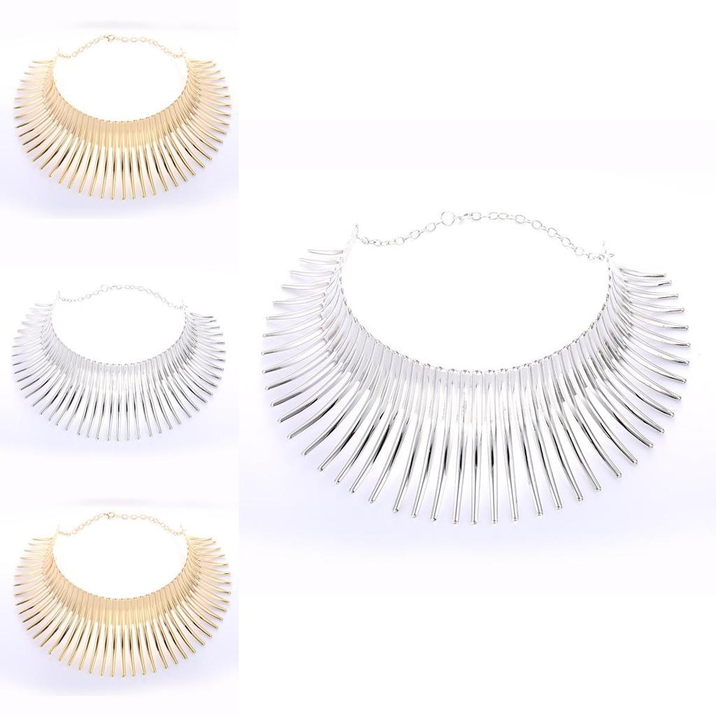 Fashion Solid Color Curved Design Women Metal Necklace Collar For Trendy Outfit