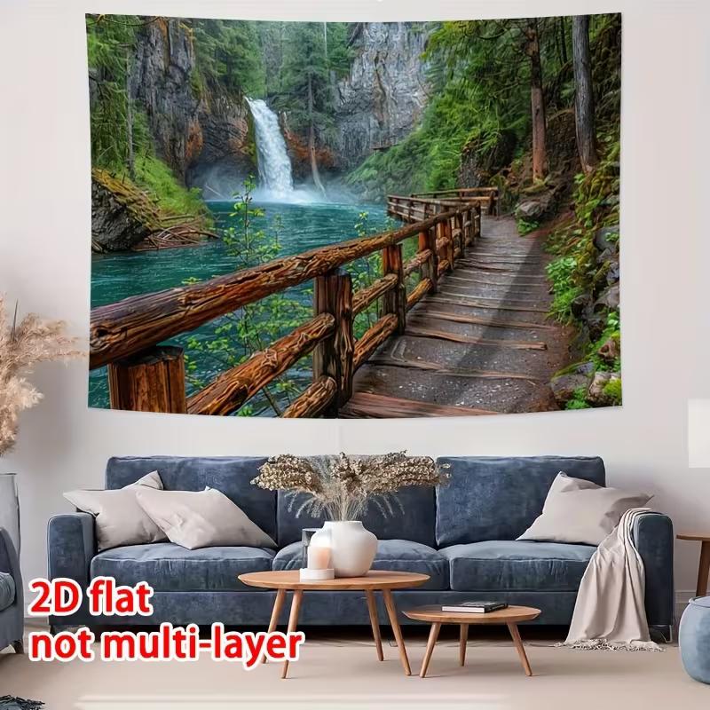 2D бирюзовый речной водопад гобелен природа пейзаж фотография фон
