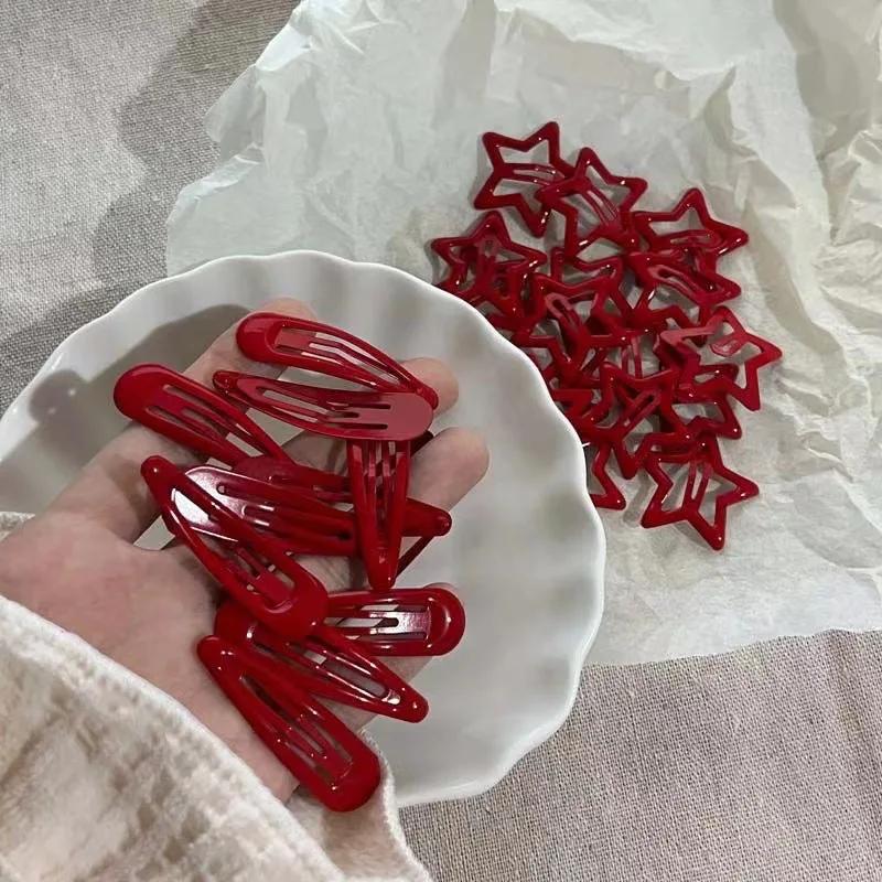Заколка для волос Lucky Red Star Pentagram BB Clip Mini Cute Broken Hair Girl Hair Accessories Princess Bangs Clip Hairpin Edge Clip